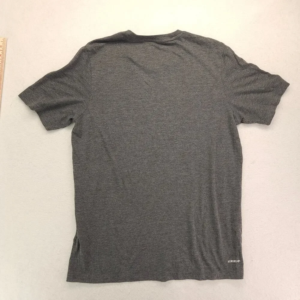Adidas Crew Neck Short Sleeve Graphic T Shirt Mens Size Medium M Gray White